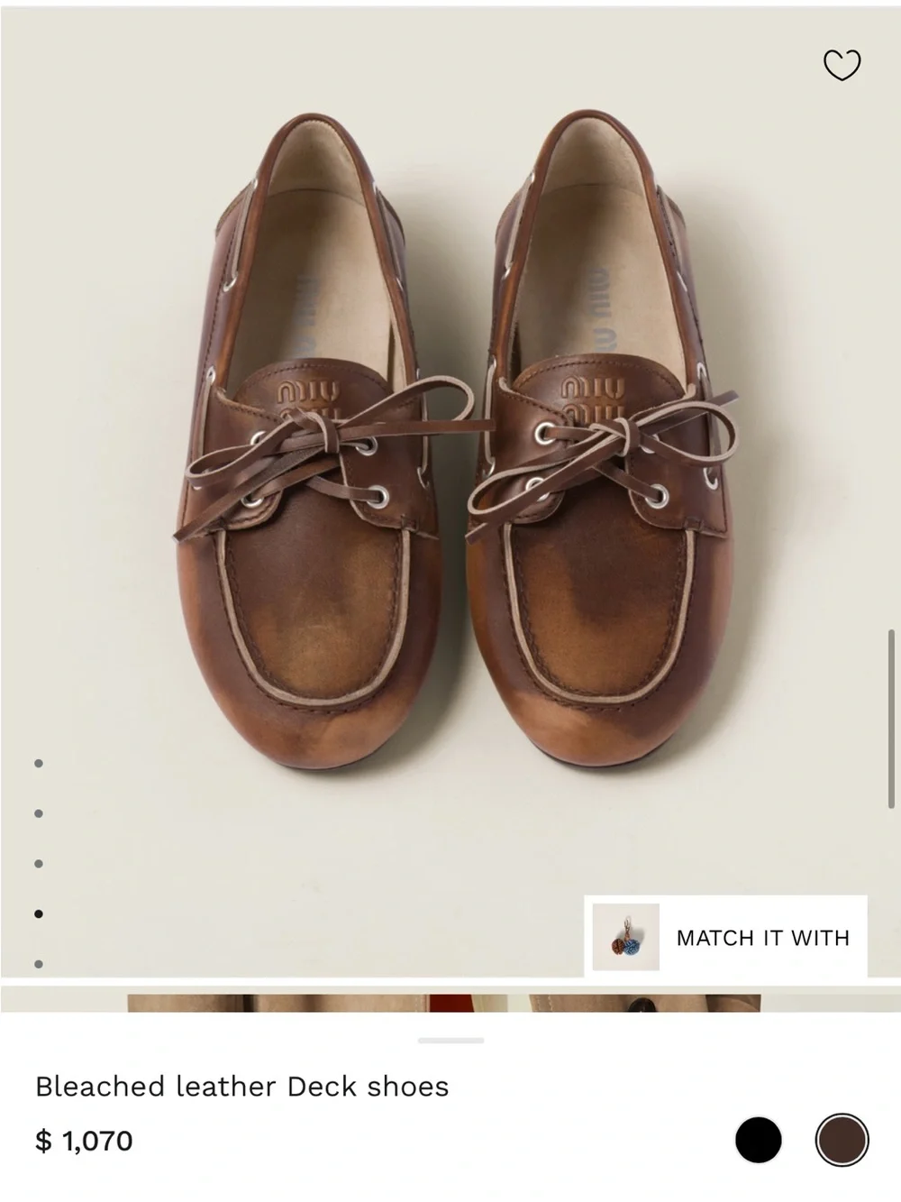 Miu Miu Brown Leather Boat Shoes